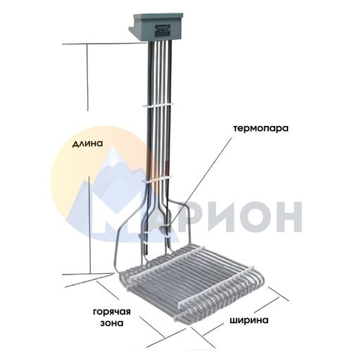ТЭН фторопластовый, PTFE оболочка, модель 3HXOL, 3000Вт, 220В, 460мм