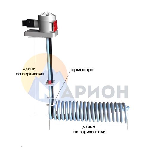 ТЭН фторопластовый, PTFE оболочка, модель HXL, 5000 Вт, 220 В